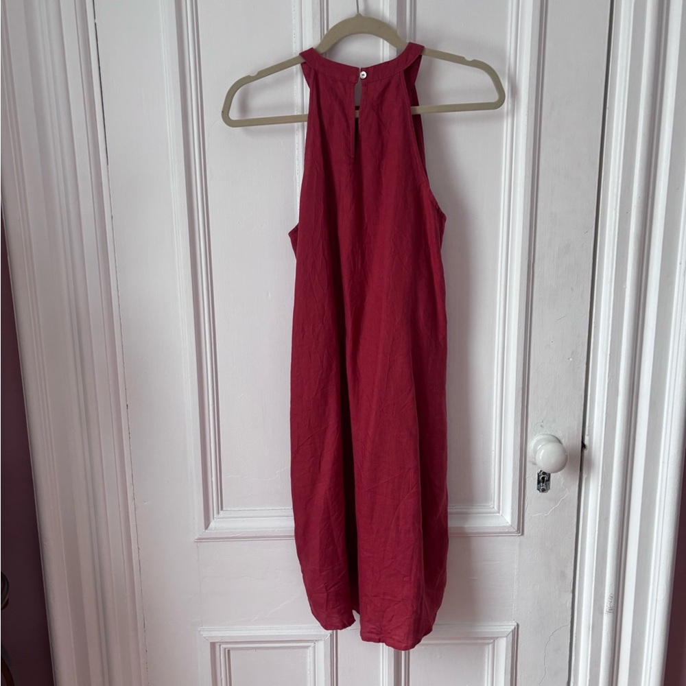 Women’s Sigrid Olsen 100% Linen Shift Dress Back Button Sleeveless Rust Small - Picture 4 of 10